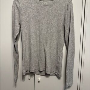 Madewell Heather Gray Ribbed Long Sleeve Top
